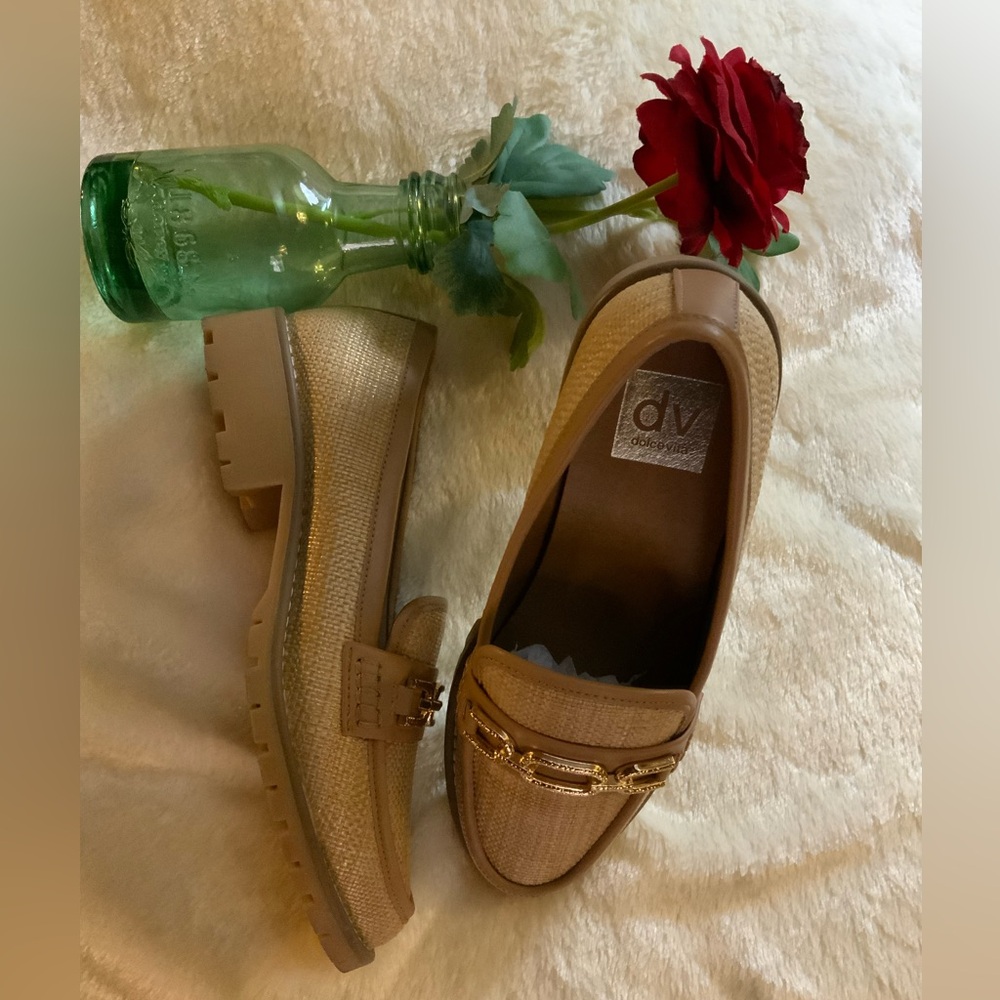 DV by Dolce Vita Women's Beige Loafers with Gold Details